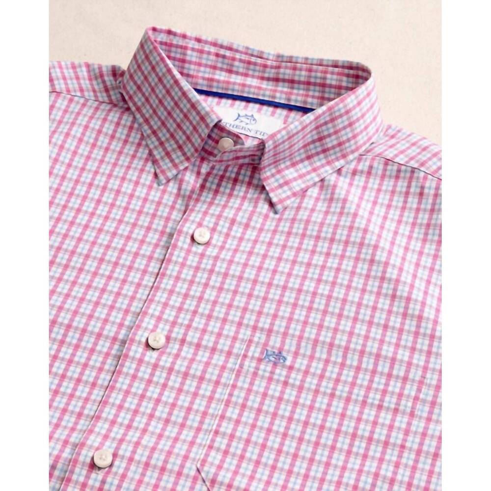 NEW SOUTHERN TIDE charleston broad creek plaid sportshirt in very berry - Picture 6 of 7